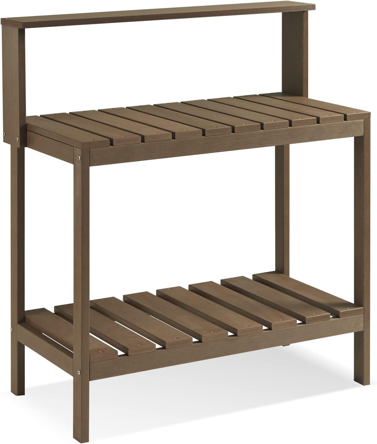 Psilvam Potting Bench, Poly Lumber Potting Table with Removable Stainless Steel Sink and Open Shelves